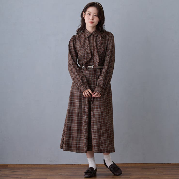 ラッフルフリルチェックワンピース[品番：NICW0008322]｜NICOLE