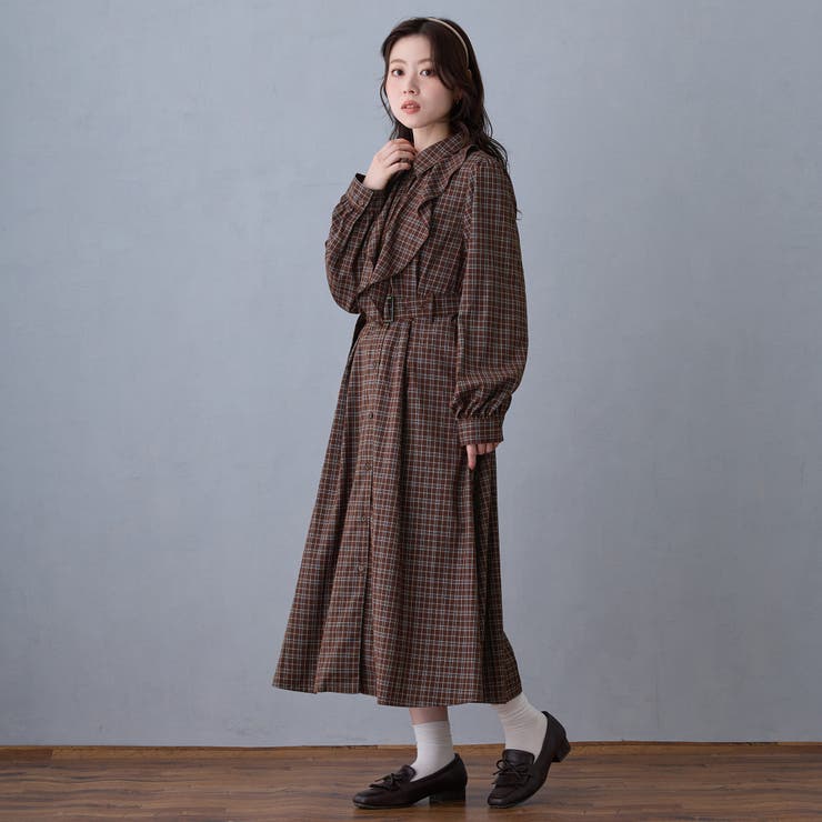 ラッフルフリルチェックワンピース[品番：NICW0008322]｜NICOLE