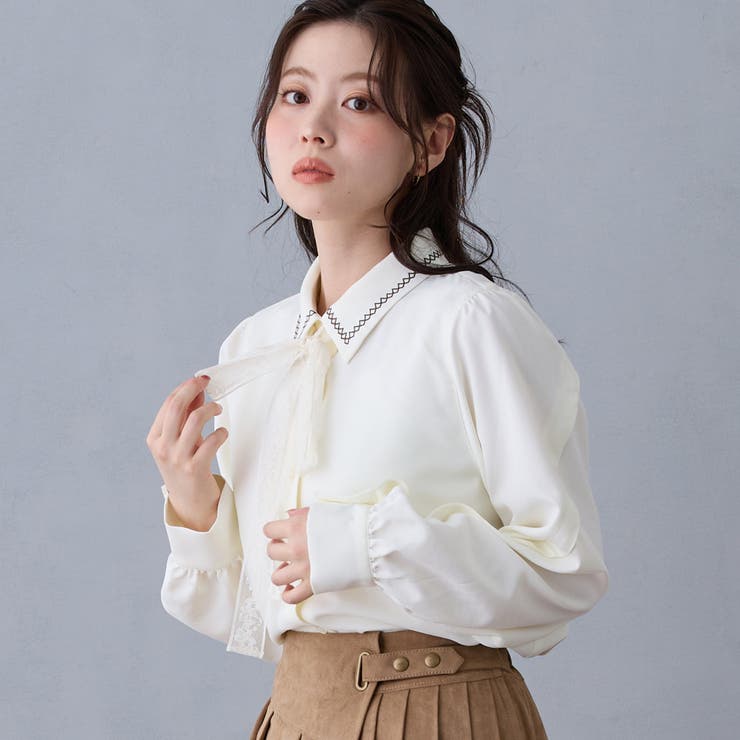 レースリボンブラウス[品番：NICW0008323]｜NICOLE（ニコル