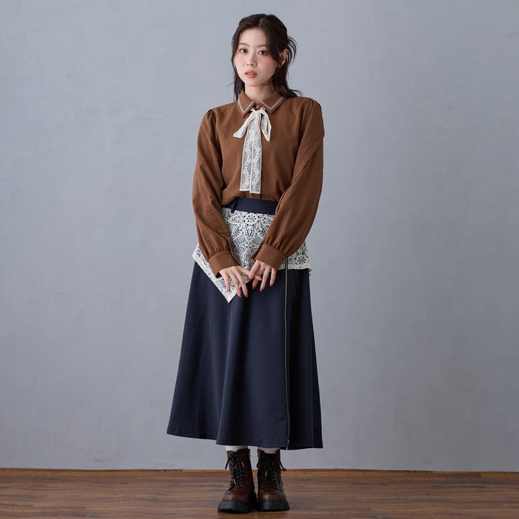 新品・タグ付き 24年♡ルネ リボン付きブラウス パール レース 定価6万円