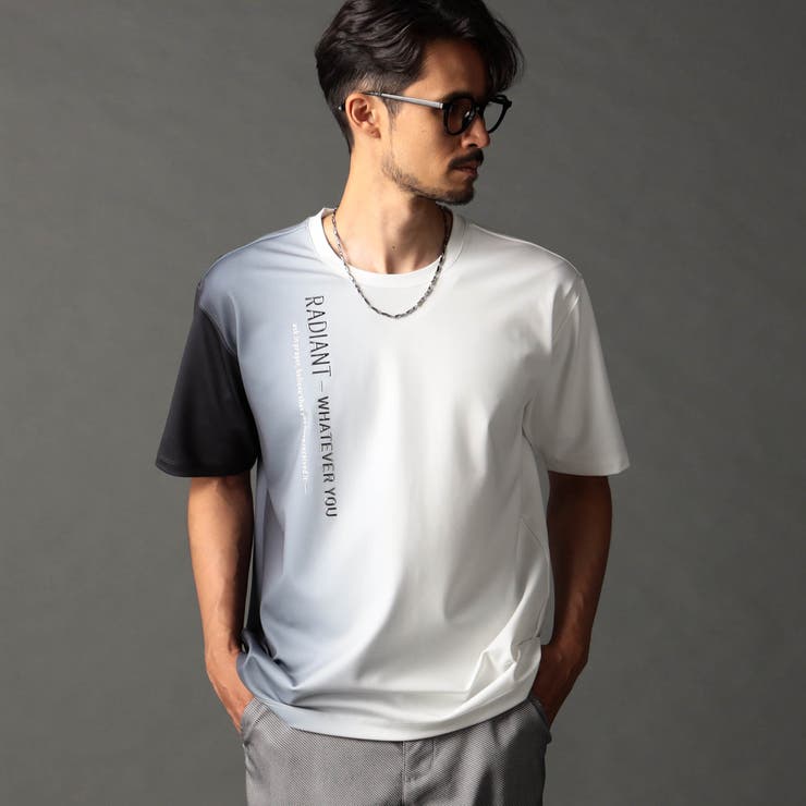 29グレー | ストレッチポンチ 縦ロゴグラデーションTシャツ | NICOLE