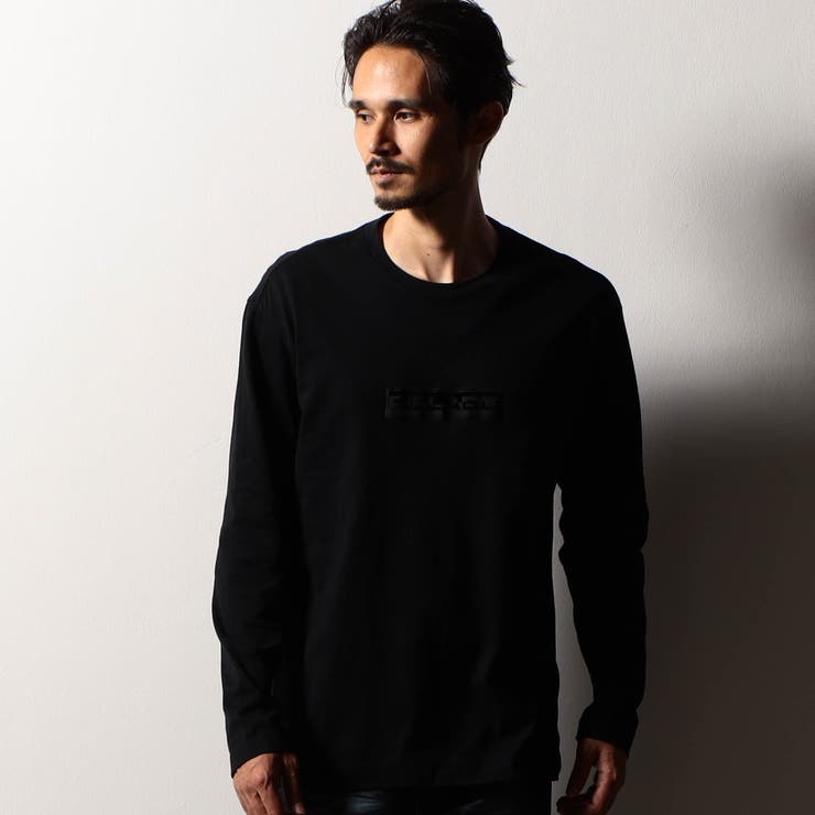 49ブラック | 【RIELABO】フロッキープリント クルーネックTシャツ(日本製) | NICOLE