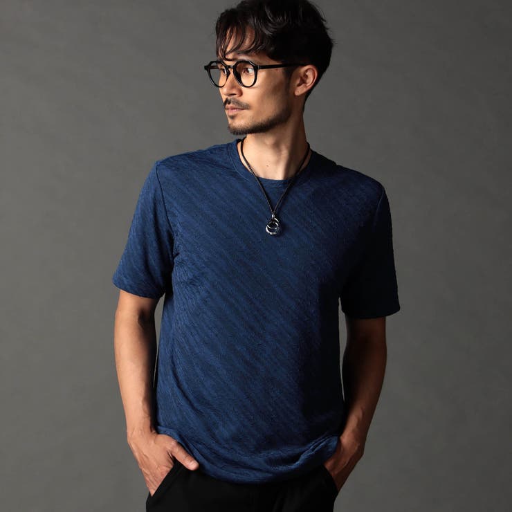60ブルー | ゼブラ柄クルーネックTシャツ | NICOLE