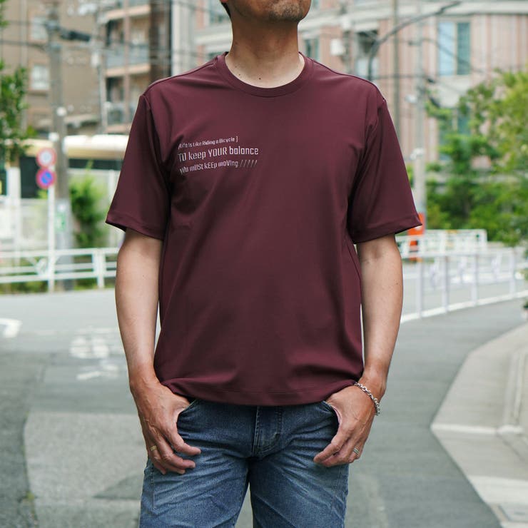 07ボルドー | メタルジェルプリント半袖Tシャツ | NICOLE