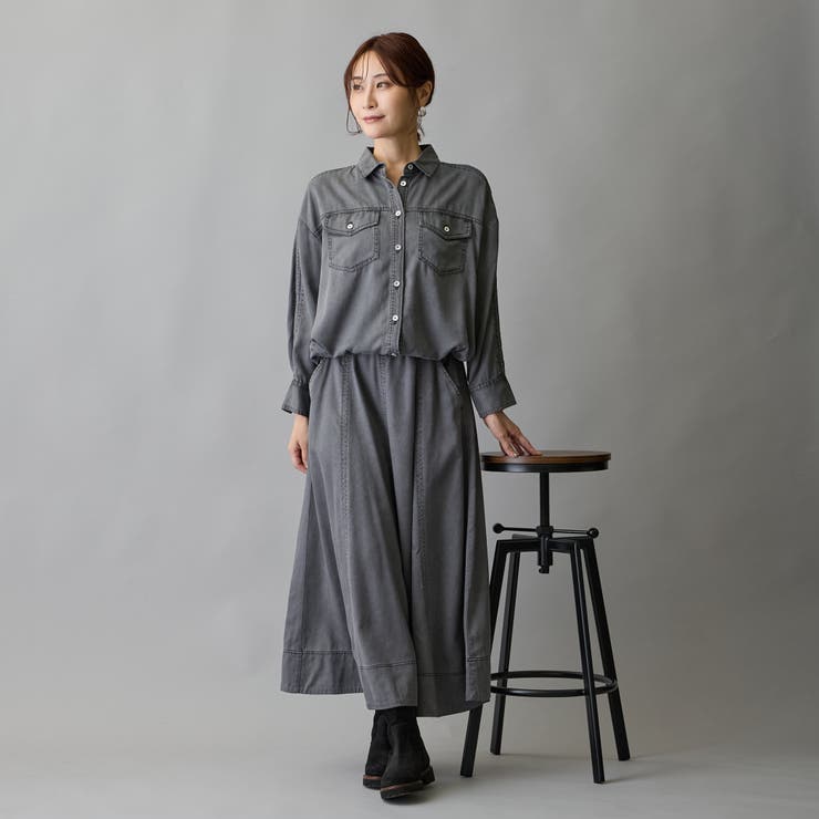 カラーデニム裾ドロスト入りシャツ | NICOLE | 詳細画像6 