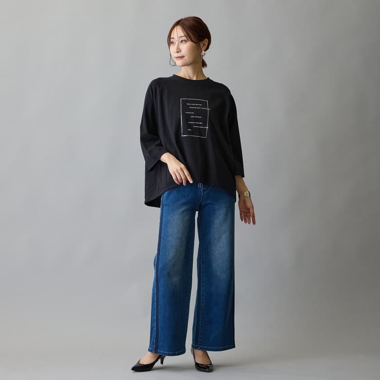 箔入りロゴプリント7分袖ラグランTシャツ | NICOLE | 詳細画像13 