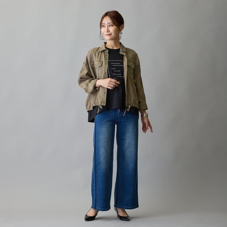 箔入りロゴプリント7分袖ラグランTシャツ | NICOLE | 詳細画像14 