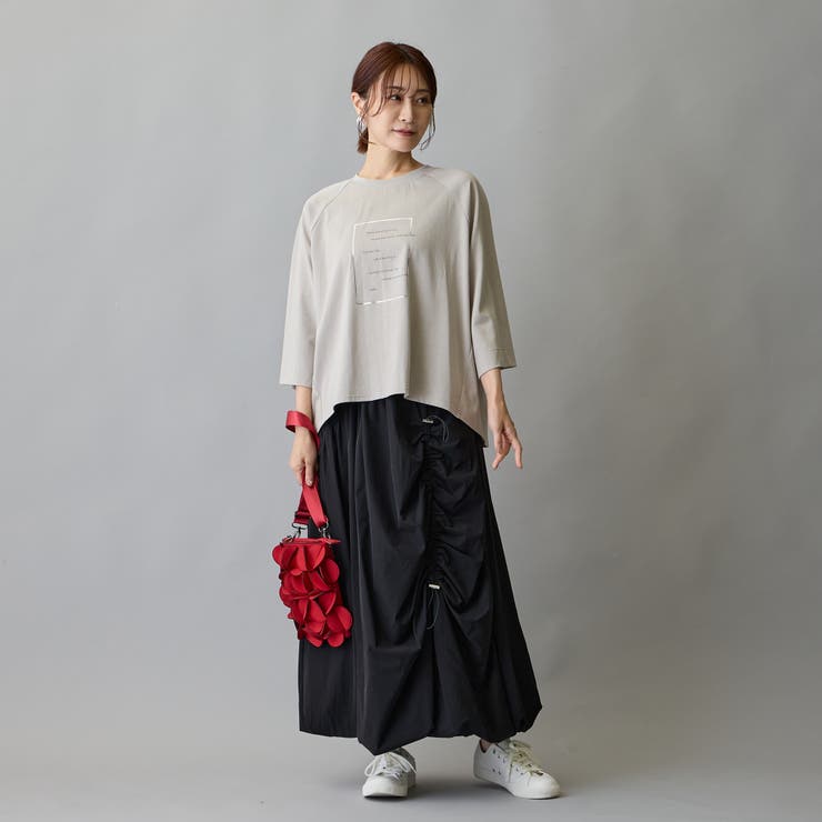 箔入りロゴプリント7分袖ラグランTシャツ | NICOLE | 詳細画像3 