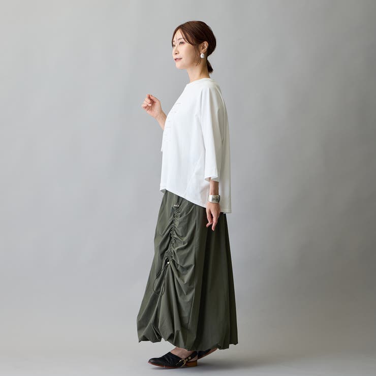 箔入りロゴプリント7分袖ラグランTシャツ | NICOLE | 詳細画像6 