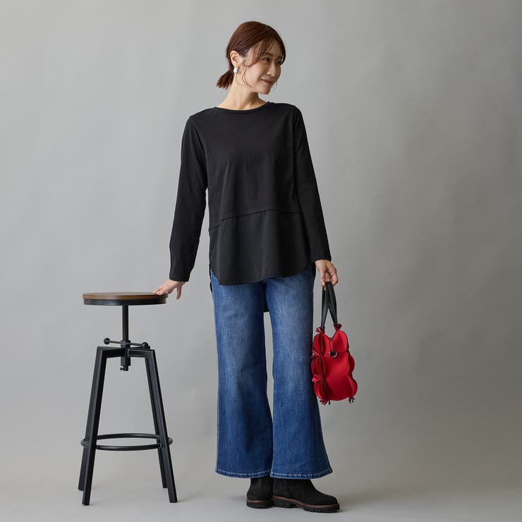 布帛ヘムドッキングロングスリーブTシャツ | NICOLE | 詳細画像15 