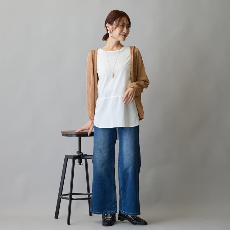 布帛ヘムドッキングロングスリーブTシャツ | NICOLE | 詳細画像2 