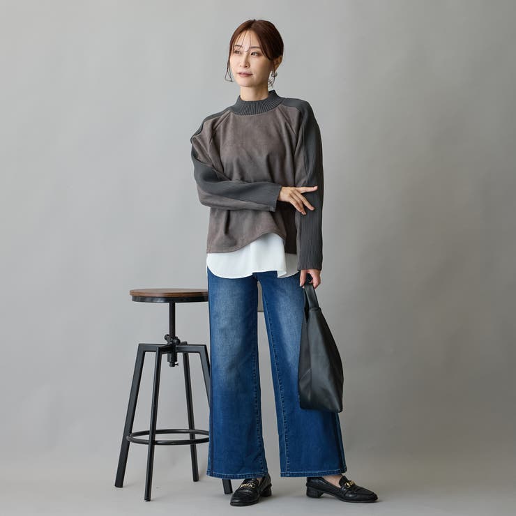 布帛ヘムドッキングロングスリーブTシャツ | NICOLE | 詳細画像5 