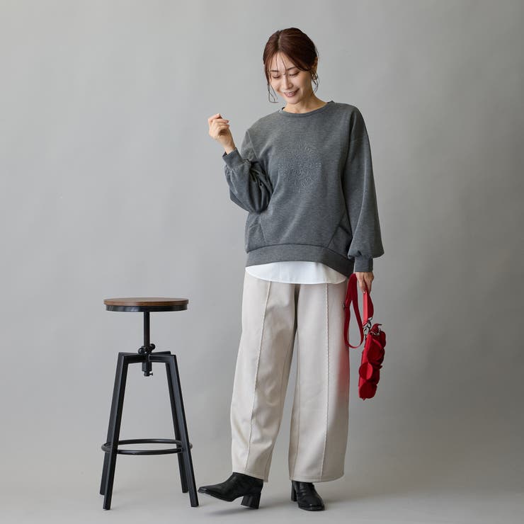 モチーフ刺繍入りダンボールプルオーバー | NICOLE | 詳細画像6 