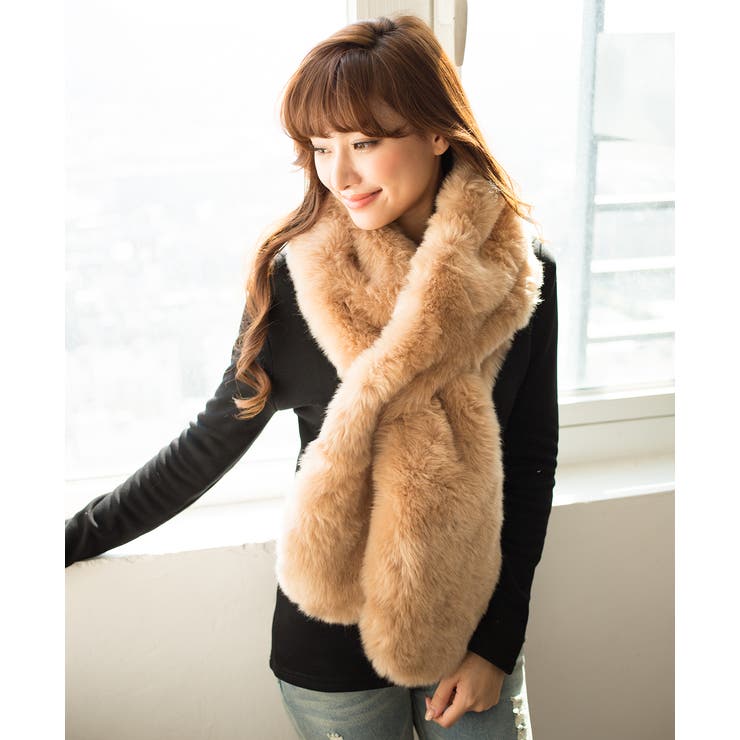 映える小顔効果バツグン！ボリュームロングマフラ－大判 ショ－ル2色 ドレス | nijibra | 詳細画像6 