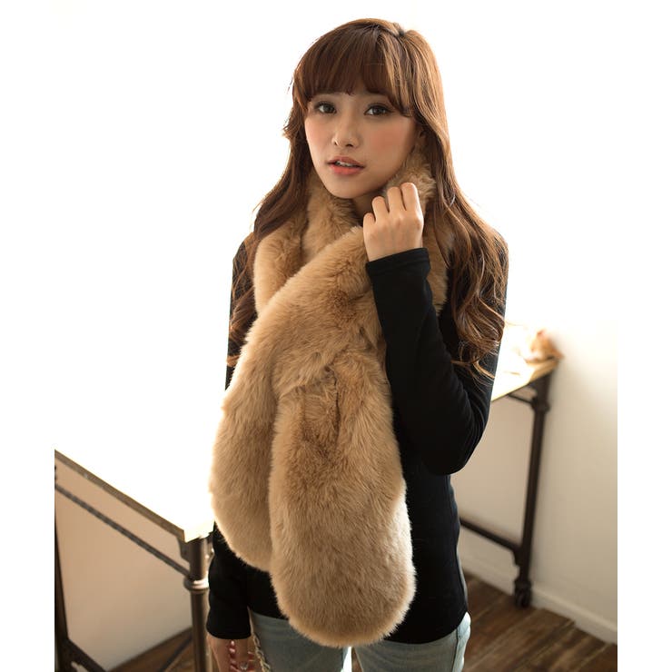 映える小顔効果バツグン！ボリュームロングマフラ－大判 ショ－ル2色 ドレス | nijibra | 詳細画像5 