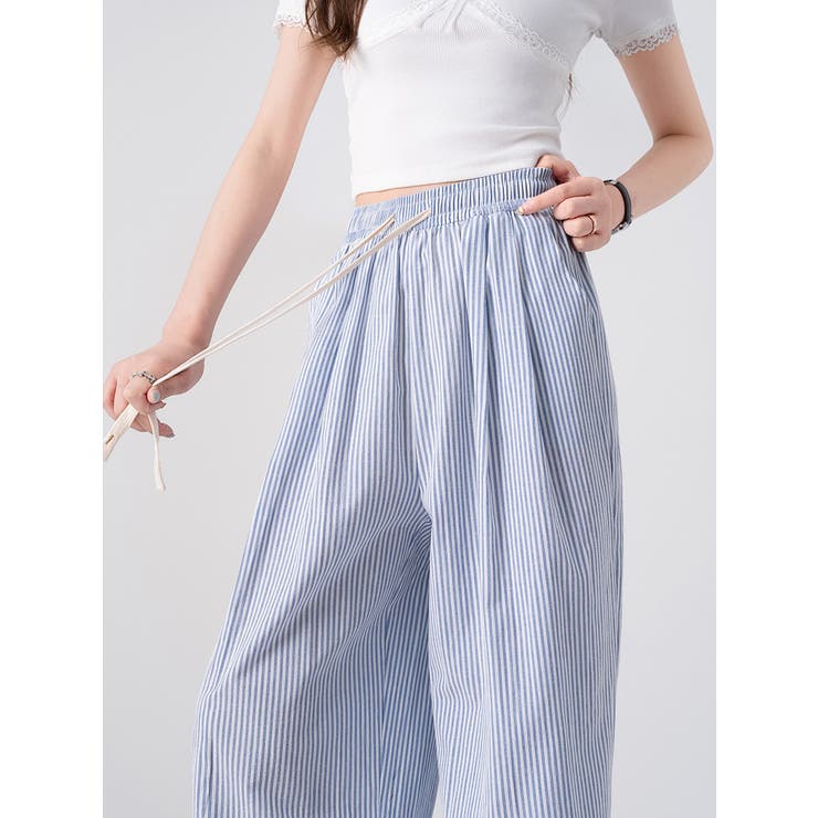 清涼快適 リネン綿ワイドパンツ リネン風合い | nijibra | 詳細画像7 