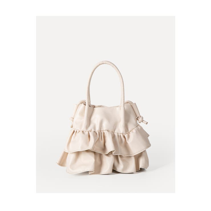 ホワイト | 新作可愛いフリルミニショルダーバッグ トートバッグ 韓国ファッション | nijibra