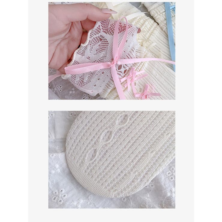 レ－スリボンソックス ニーハイソックス レ－スアップ | nijibra | 詳細画像5 