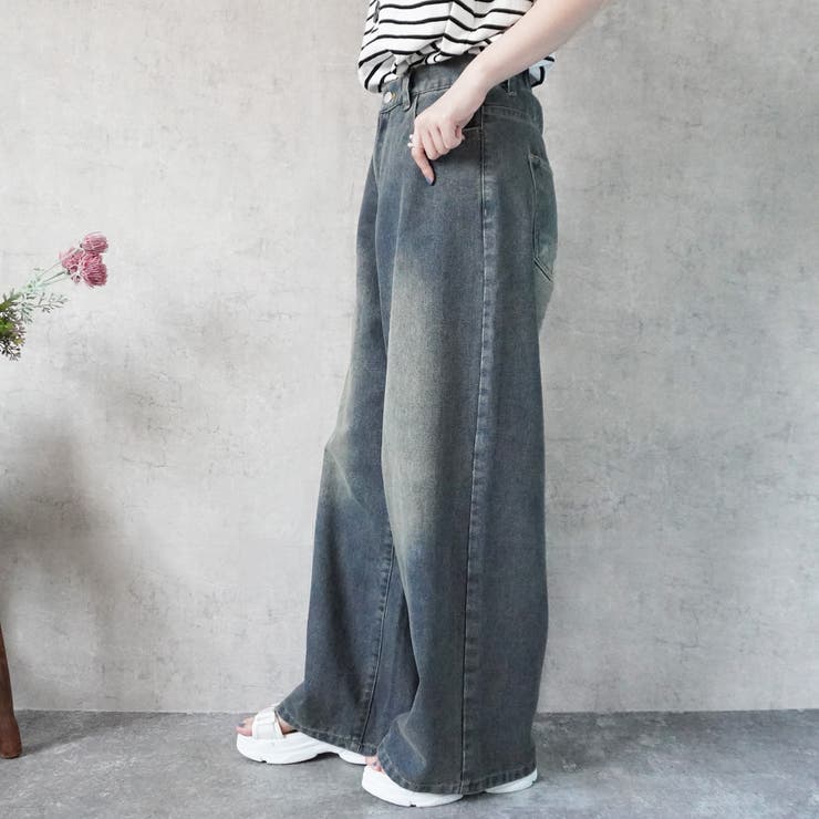 ウエストゴム楽ちんスーパーワイドデニムパンツ ジ－ンズ パンツ | nijibra | 詳細画像10 