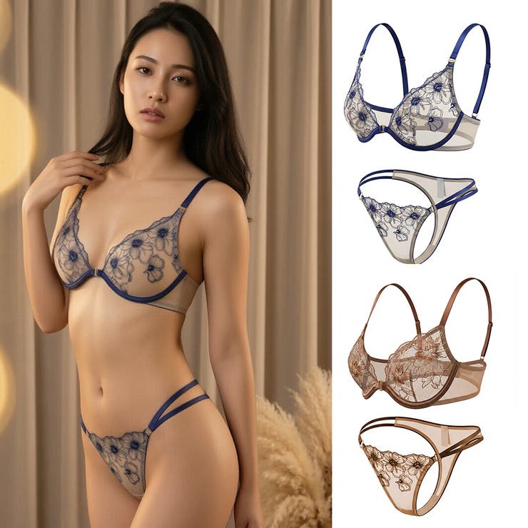 ノンパデッドワイヤ－入りセクシ－下着 ブラショ－ツセット Tバック | nijibra | 詳細画像1 