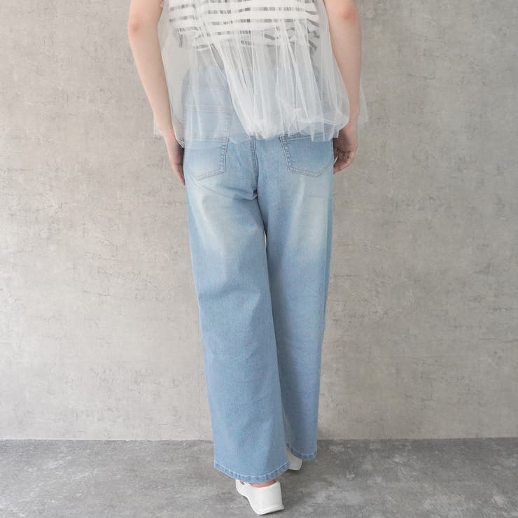 接触冷感 ウエストリブ ストレートワイドパンツ | nijibra | 詳細画像3 