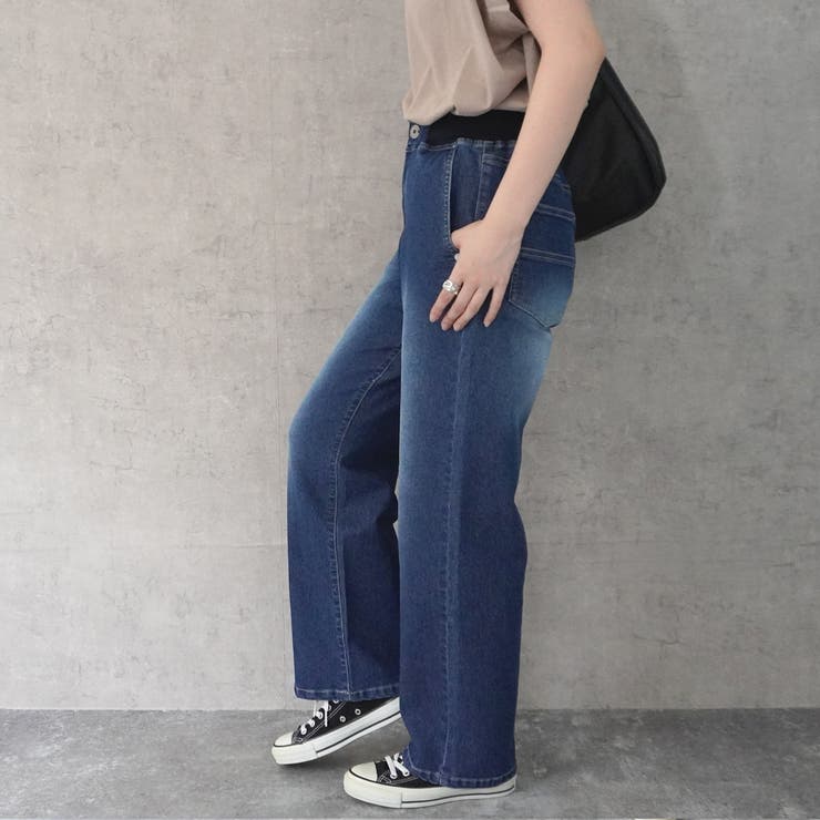 接触冷感 ウエストリブ ストレートワイドパンツ | nijibra | 詳細画像5 