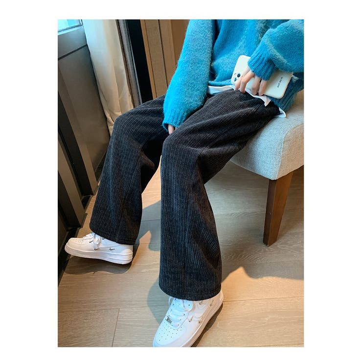 美脚 あったか裏ファ－コ－デュロイパンツ 裏起毛ワイドパンツ | nijibra | 詳細画像14 