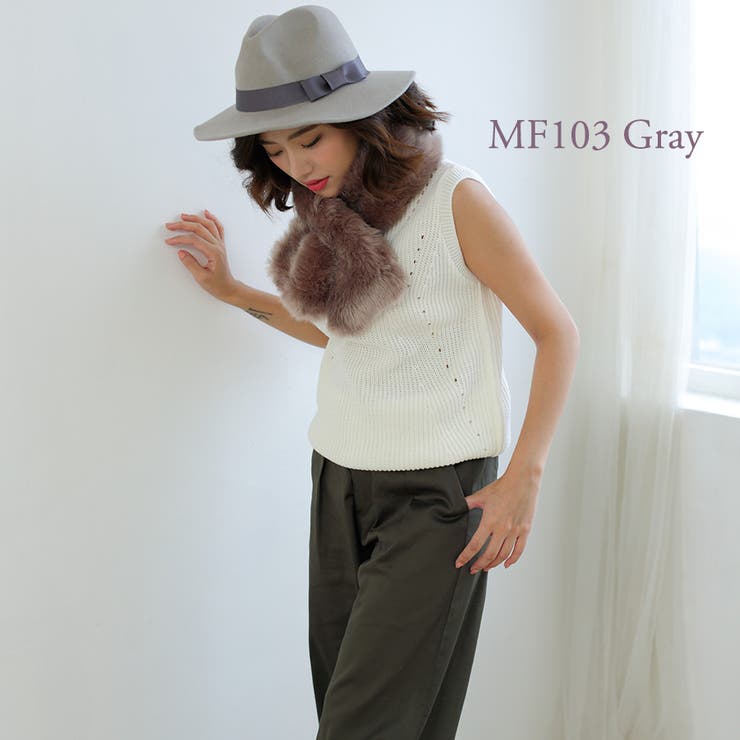 ワンピ－スに合う 小顔効果バツグンふわふわフェィクファ－マフラ－全2色 ファ－ | nijibra | 詳細画像9 