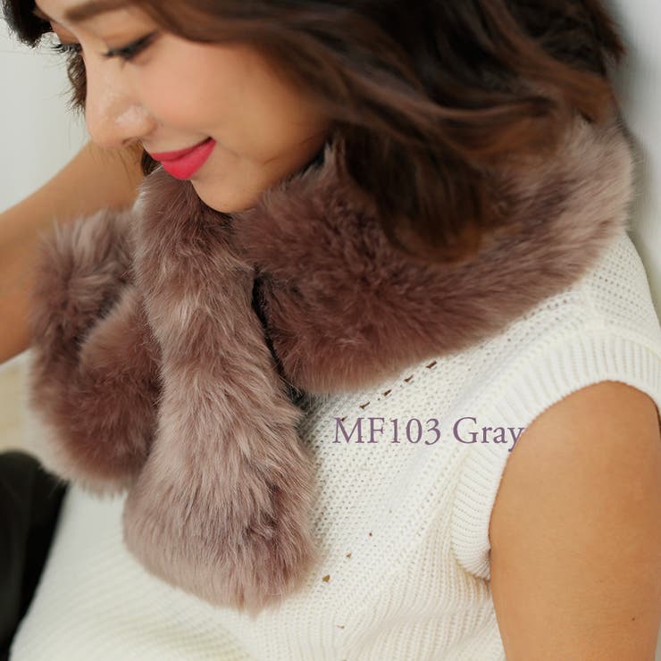 ワンピ－スに合う 小顔効果バツグンふわふわフェィクファ－マフラ－全2色 ファ－ | nijibra | 詳細画像13 