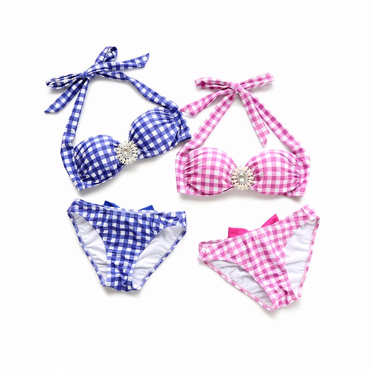 ピンク チェック柄 ビキニ Amazon.co.jp: 水着 レディース チェック柄 ビキニ3点SET