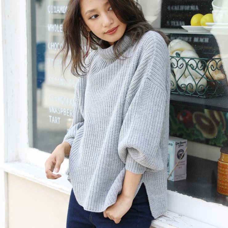 バルーンスリーブゆるニット レディース トップス[品番：NELW0000417