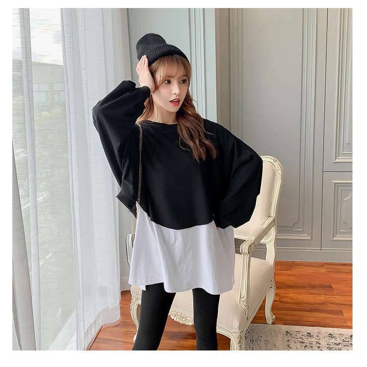 セットアップトップスフェイクレイヤードレギンス2点セット レディース