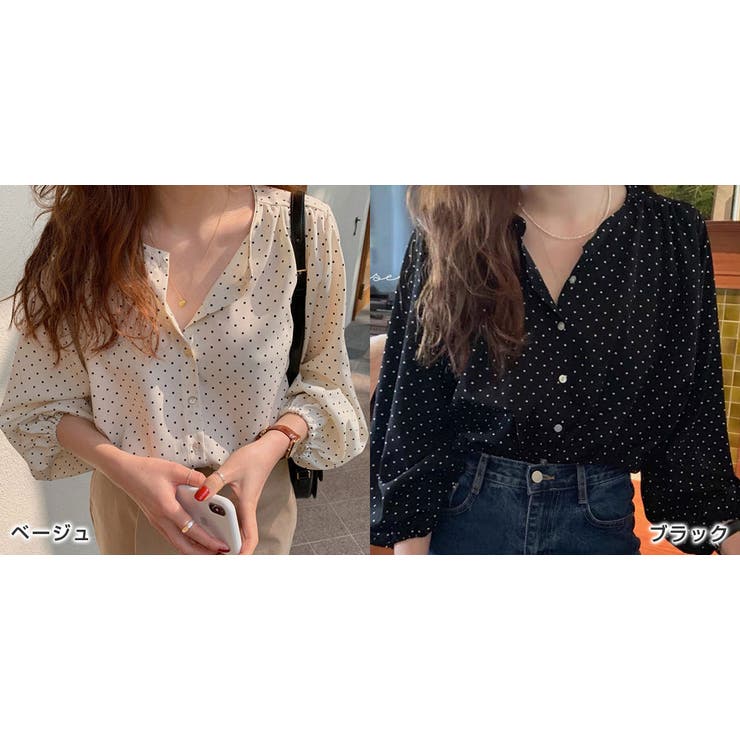 ドット柄ブラウス レディース トップス[品番:NELW0001061 ドット柄ブラウス レディース トップス[品番:NELW0001061