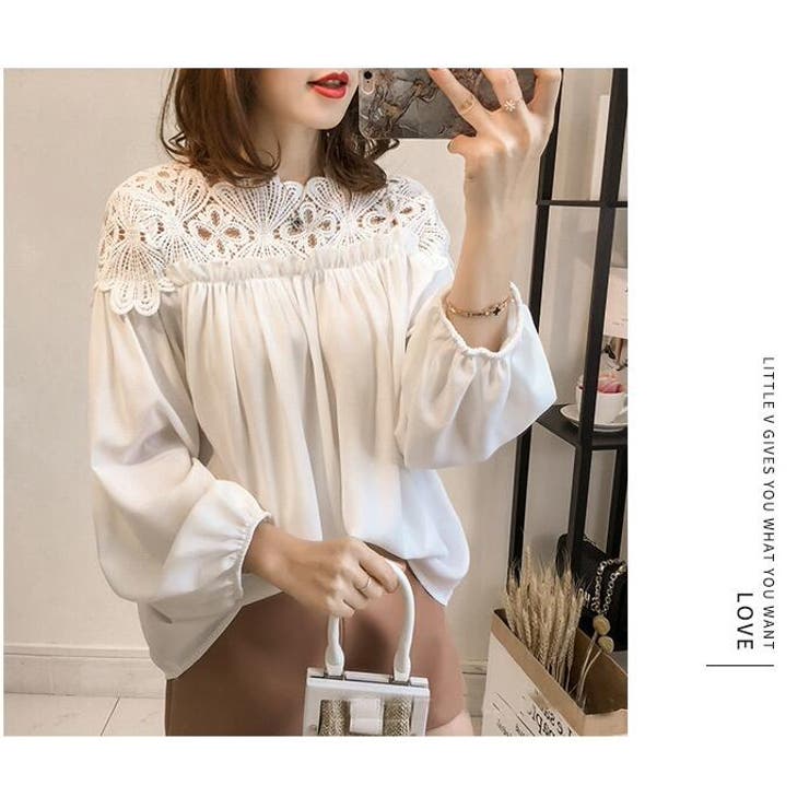 レース切り替え長袖ブラウス レディース 長袖 | NinaetLina | 詳細画像3 