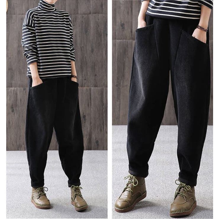 コーデュロイテーパードパンツ レディース サルエルパンツ[品番