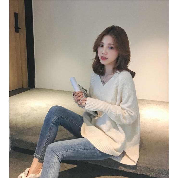 Vネックチュニックニット 長袖 秋 | NinaetLina | 詳細画像3 