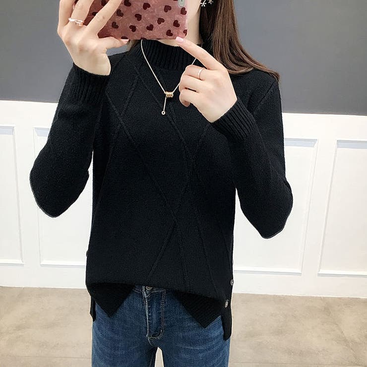 ブラック | プチハイネックニット レディース トップス | NinaetLina