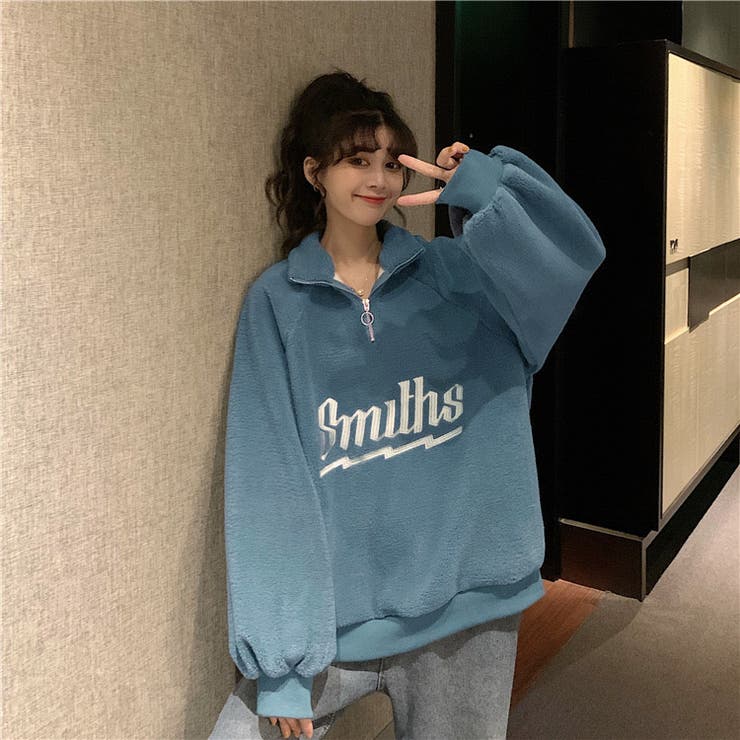ハーフジップハイネックボアプルオーバー 大人可愛いボア