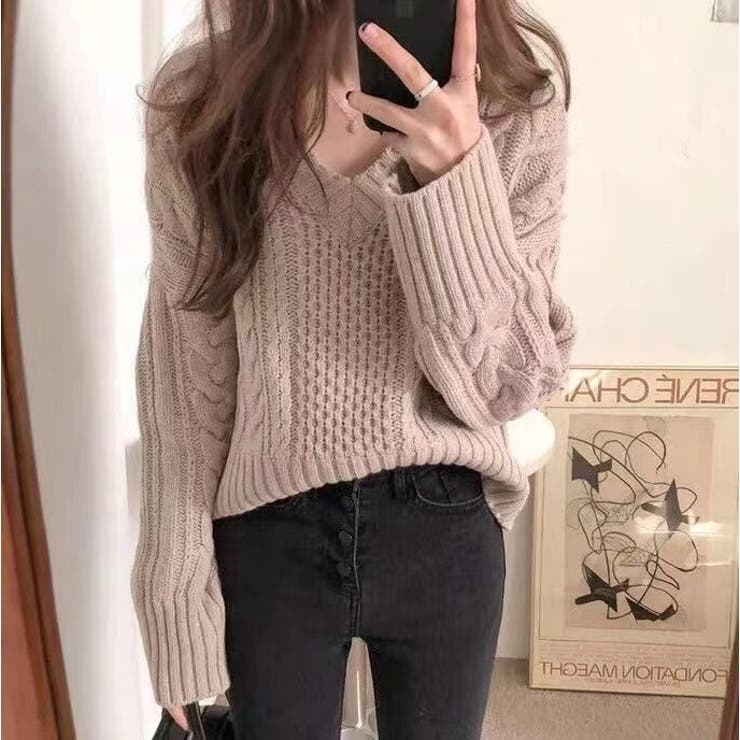 Vネックニット レディース セーター[品番：NELW0001301]｜NinaetLina （ニナエリナ）のレディースファッション通販｜SHOPLIST（ショップリスト）