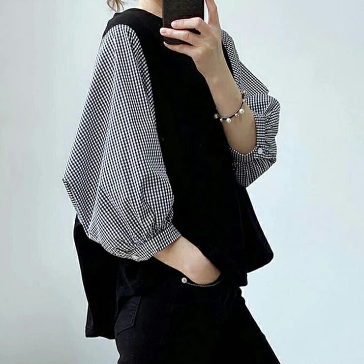 NENAH 売れ筋商品|||ネナー Tシャツ トップス レディース Tops Black miniministore Tシャツ レディース トップス 重ね着風【ゆう