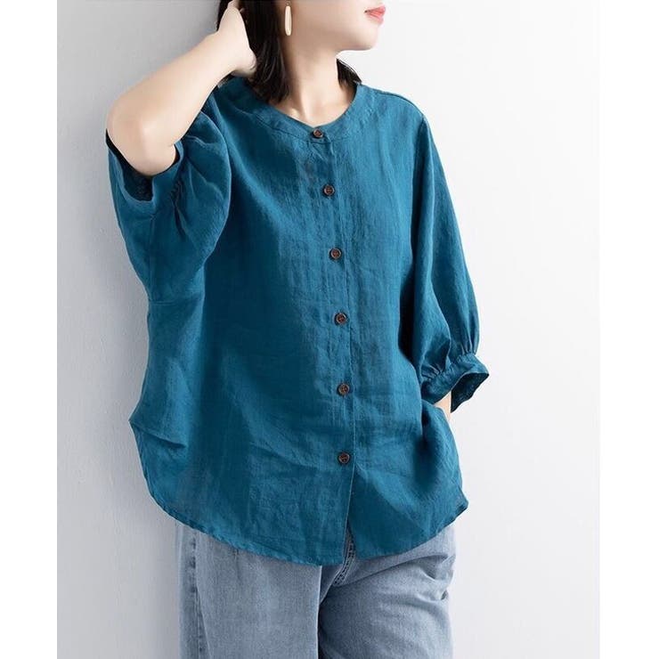 ANNARITA N 売れ筋商品|||アナリタエヌ Tシャツ トップス レディース Tops Blue バックタック二の腕カバーコットンTシャツ カットソー
