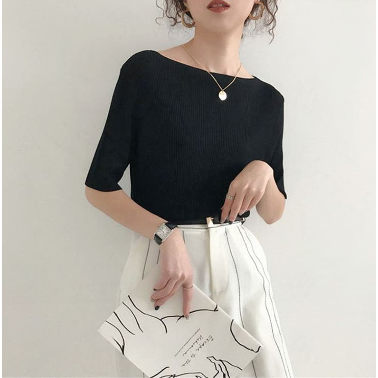 サマーニットカットソー レディース トップス[品番:NELW0001153 サマーニットカットソー レディース トップス[品番:NELW0001153
