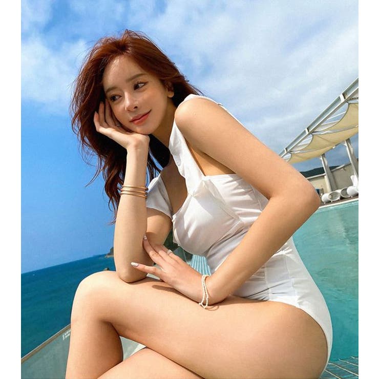 フリル背中開きモノキニワンピース 水着 韓国ファッション | NinaetLina | 詳細画像7 