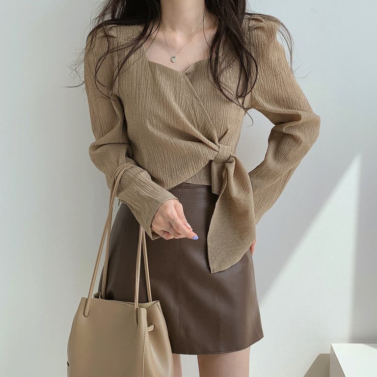 スクエアネック楊柳長袖ブラウス レディース トップス | NinaetLina | 詳細画像3 