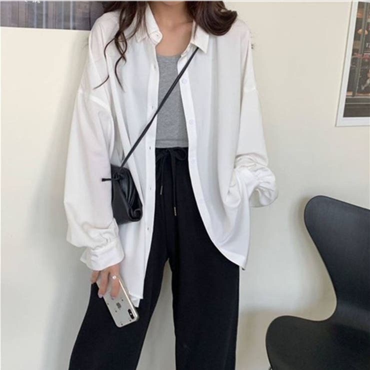 ホワイト | 無地長袖ブラウス レディース トップス | NinaetLina