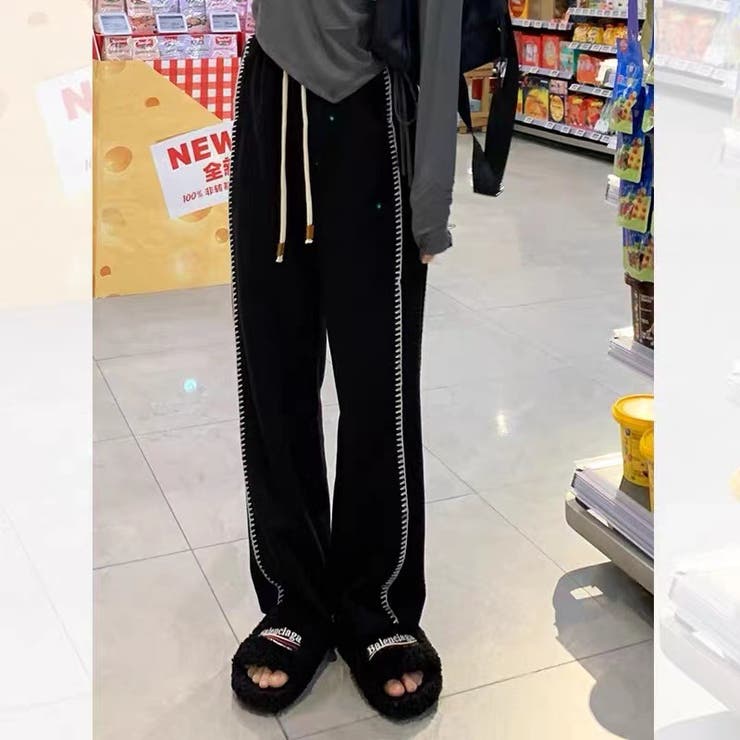 サイドステッチジャージストレートパンツ レディース ルーム