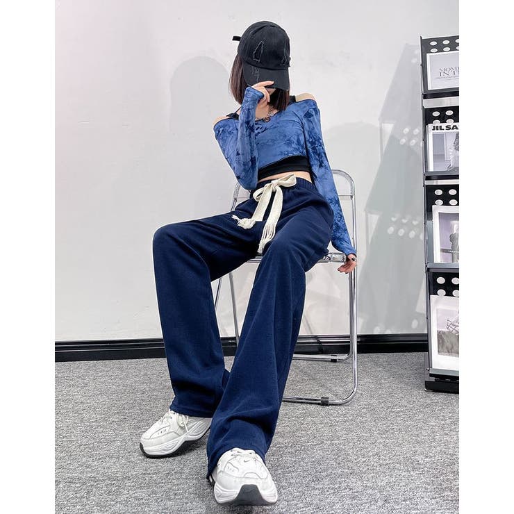 ネイビー | ミニ裏毛スエットストレートパンツ レディース ボトムス | NinaetLina