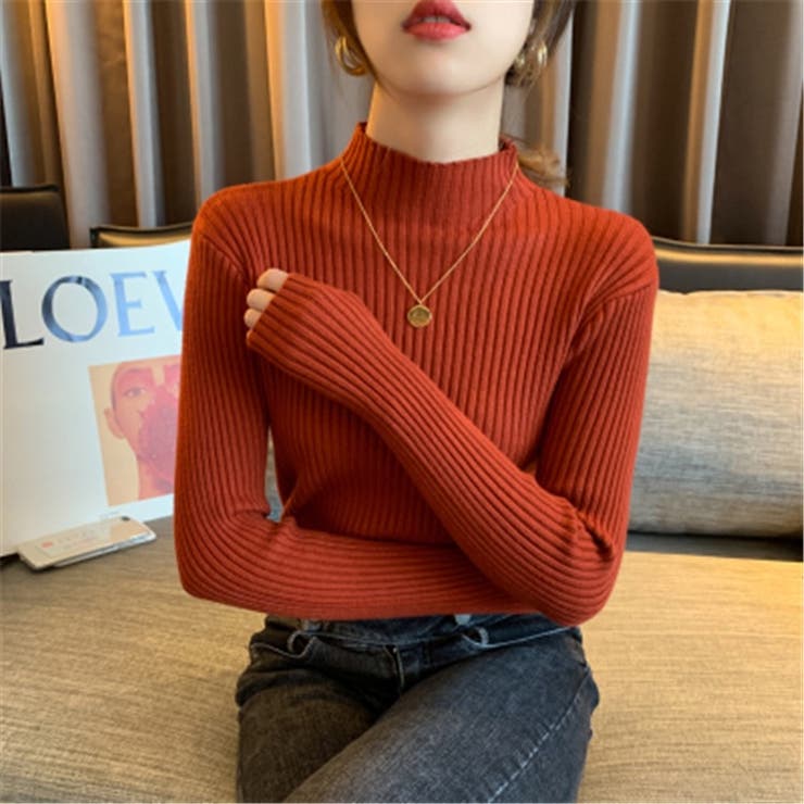レンガ | プチハイネックリブニットソー レディース トップス | NinaetLina