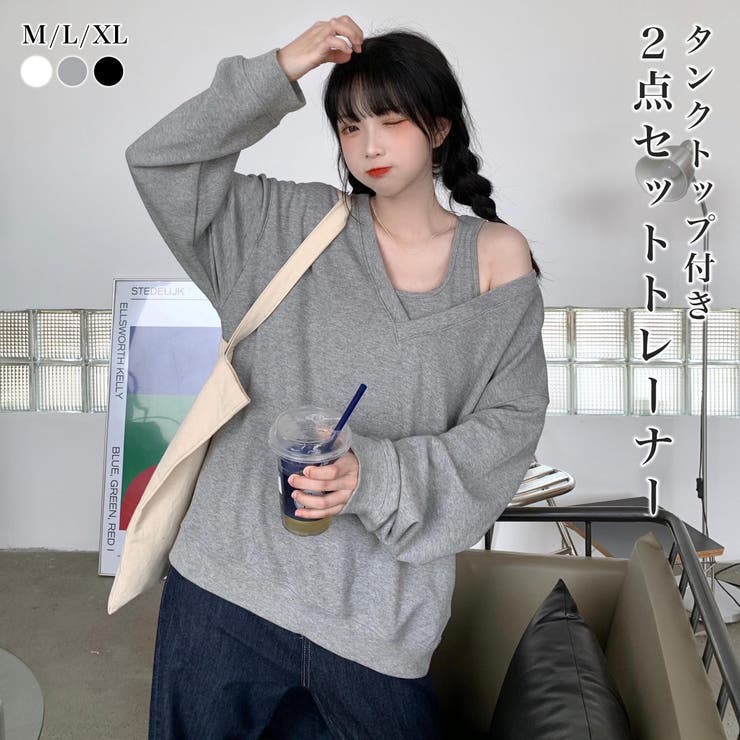 インナータンクトップ付きVネックカットソー レディース トップス | NinaetLina | 詳細画像1 