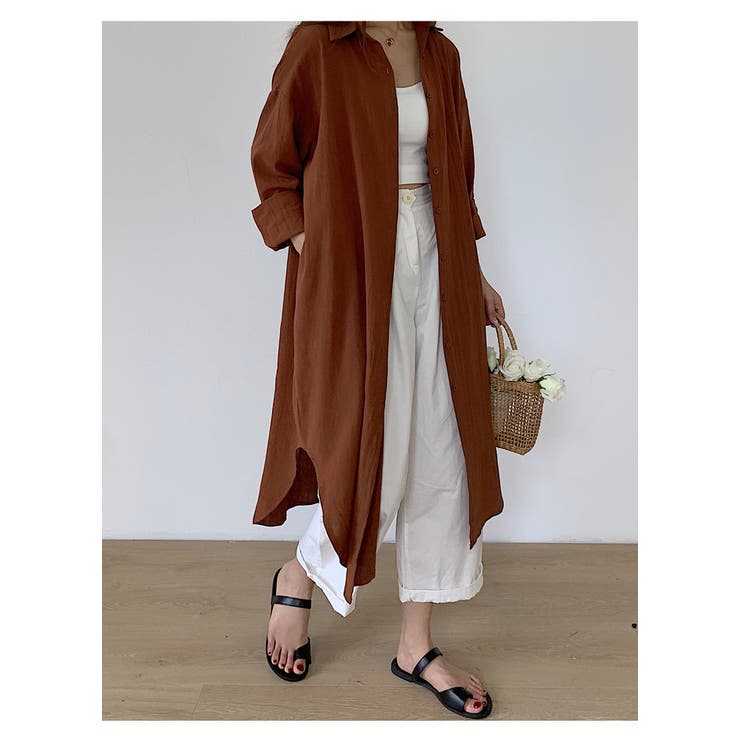 ブラウン | ロングシャツワンピース レディース トップス | NinaetLina